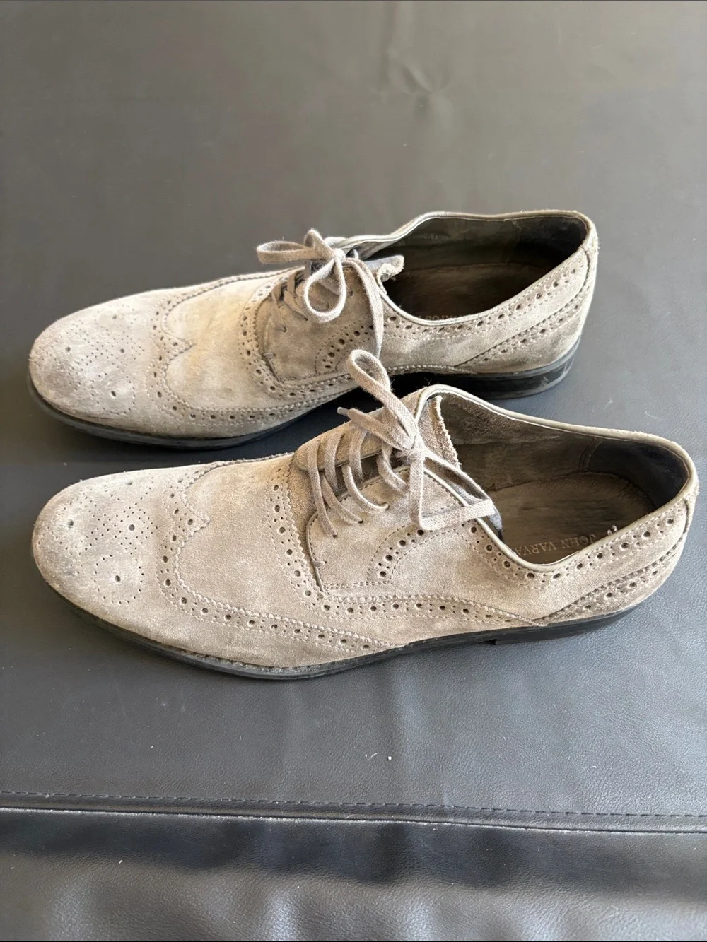 John Varvatos U.S.A. Gray Suede Wingtip Oxford Dress Shoes Men’s 9.5M